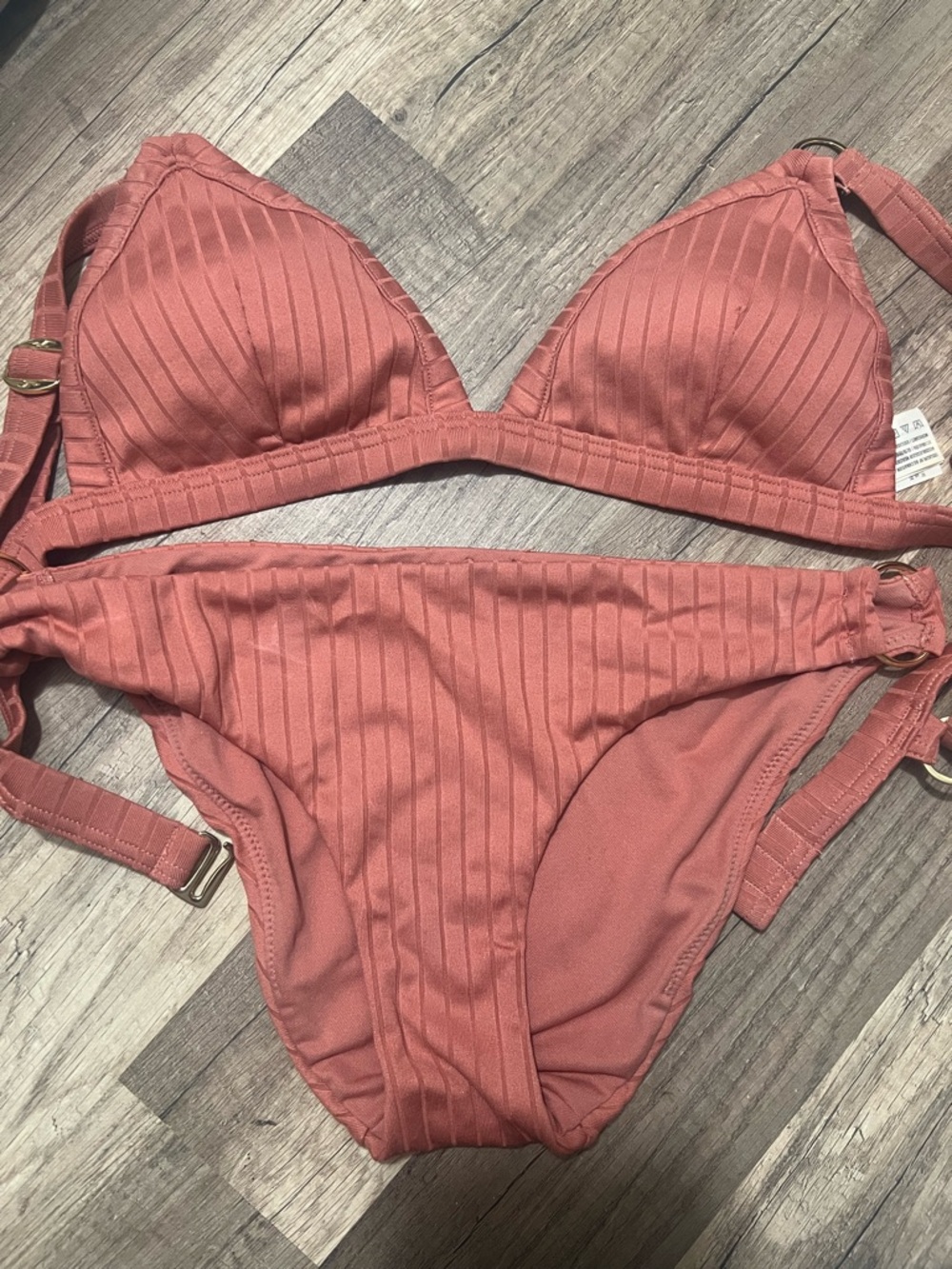 Ribbed Dusty Rose Two-Piece Bikini